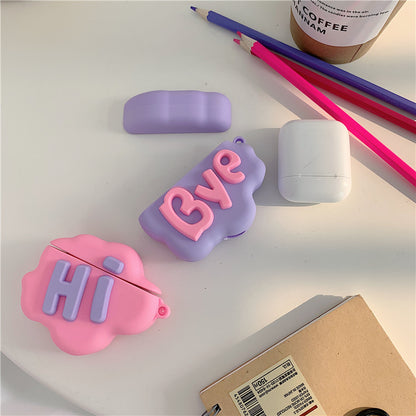 AirPod 2 Case 3D HI BYE Cloud Letter Cartoon Soft Silicone Wireless Earphone Cases For Apple Airpods Case Cute Cover - iztia