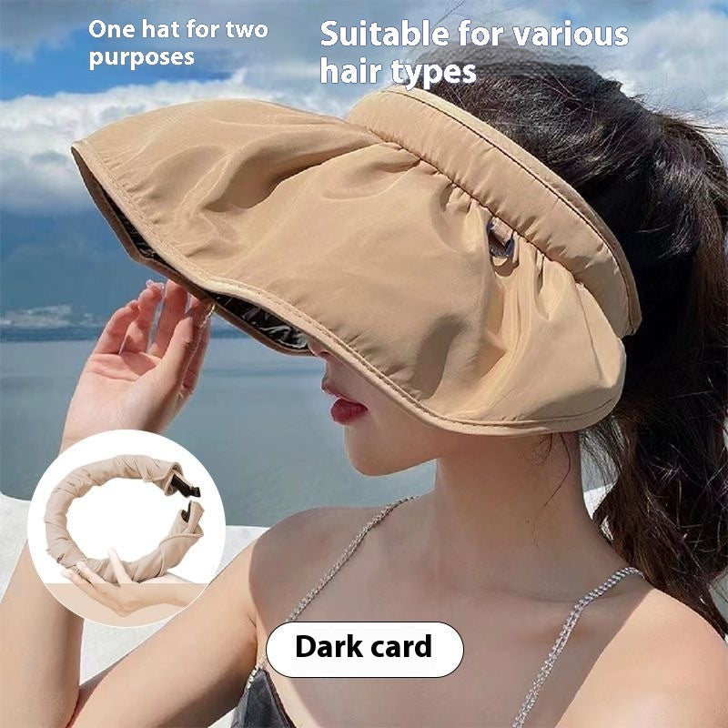 Summer Shell Hat FPF50 Empty-top Hat Women's Cycling Sun Protection UV Face Covering Sunhat Outdoor - iztia