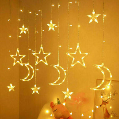 LED Fairy String Window Curtain Lights Star Christmas Xmas Party Home Indoor - iztia