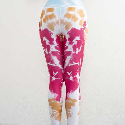 Tie Dye Yoga Pants Women's High Waist Hip Lift Fitness Running Outerwear - iztia