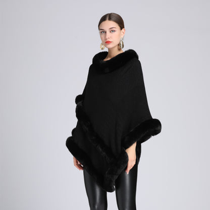 Imitation Rex Rabbit Fur Collar Cape And Shawl - iztia