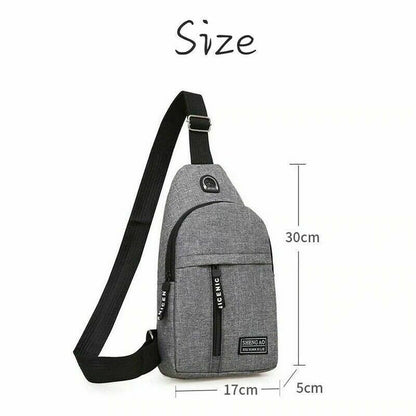 Mens Sling Bag Cross Body Handbag Chest Bag Shoulder Pack Sports Travel Backpack Gray - iztia