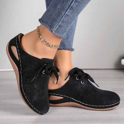 Summer Baotou Lace-up Slippers Outdoor Hollow Out Wedges Slippers For Women Sports Shoes - iztia