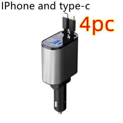 Metal Car Charger 100W Super Fast Charging Car Cigarette Lighter USB And TYPE-C Adapter - iztia