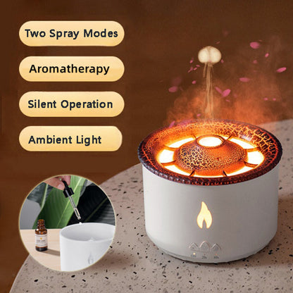 New Creative Ultrasonic Essential Oil Humidifier Volcano Aromatherapy Machine Spray Jellyfish Air Flame Humidifier Diffuser - iztia