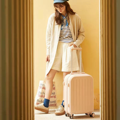 Luggage Female Student Trolley Case Travel Password Suitcase Male Candy Color Leather Case Suitcase Set - iztia