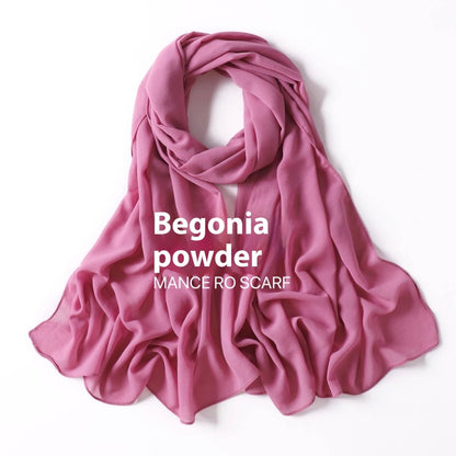 Pure Color Pearl Chiffon Scarf Headcloth Veil Chiffon Scarf - iztia