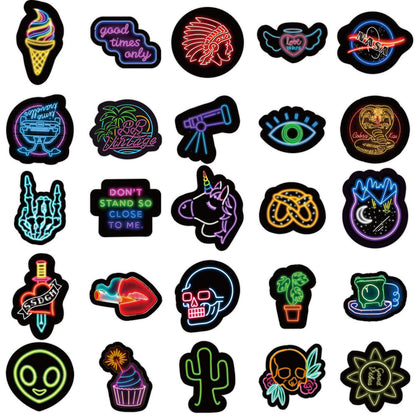 50 Neon Graffiti Stickers Decorative Waterproof Stickers - iztia