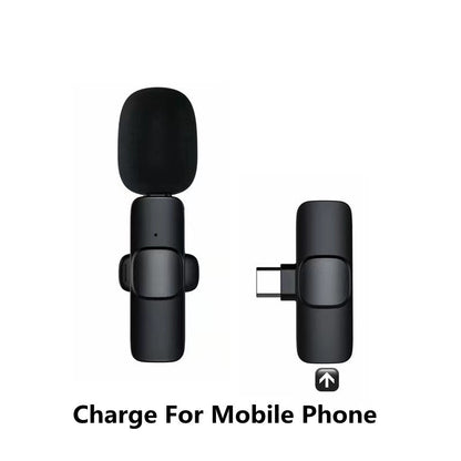 Wireless Lavalier Microphone Portable Audio Video Recording Mini Mic For I Phone Android Long Battery Life Live Broadcast Gaming - iztia