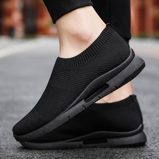 Flying Knit Sneakers Men's Mesh White Shoes Black Casual Sneakers - iztia