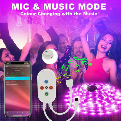 Led Strip Lights 5050 RGB Bluetooth Room Light Color Changing with Remote - iztia