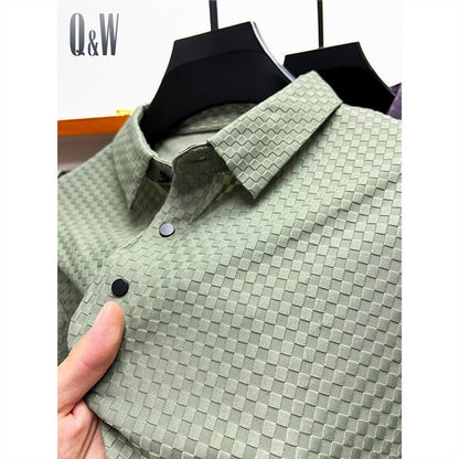 Men's Summer Casual Waffle Ice Silk Short Sleeve T-shirt - iztia