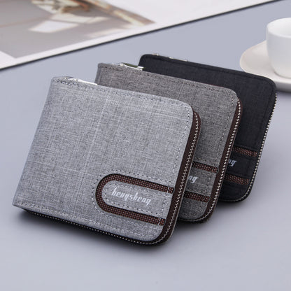 Mens Canvas Short Multifunctional Wallet - iztia