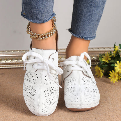 Summer Baotou Lace-up Slippers Outdoor Hollow Out Wedges Slippers For Women Sports Shoes - iztia