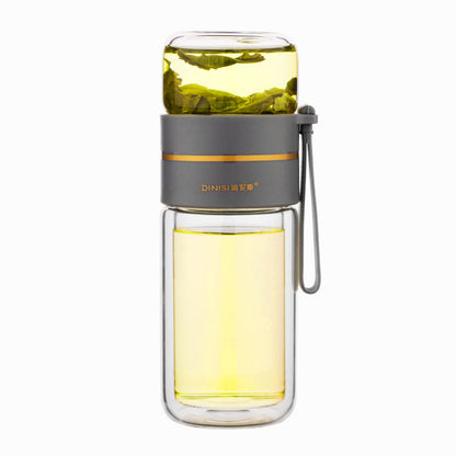 Glass Water Bottle With Tea Infuser Filter Tea Separation Double Wall Glass Bottle Leakproof Water Bottle - iztia