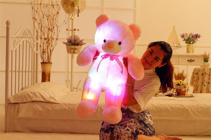 Creative Light Up LED Teddy Bear Stuffed Animals Plush Toy Colorful Glowing Christmas Gift For Kids Pillow - iztia