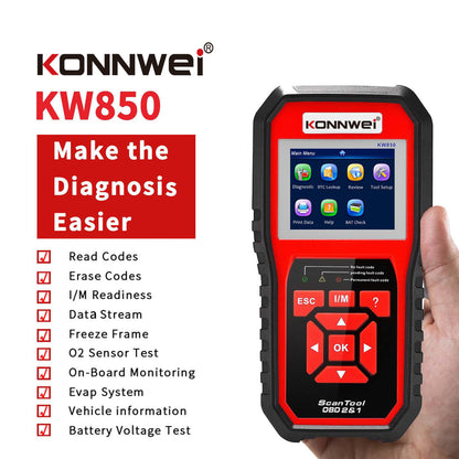 KW850 OBD2 CAN BUS Code Reader: Car Engine Fault Detector & Scanner - iztia