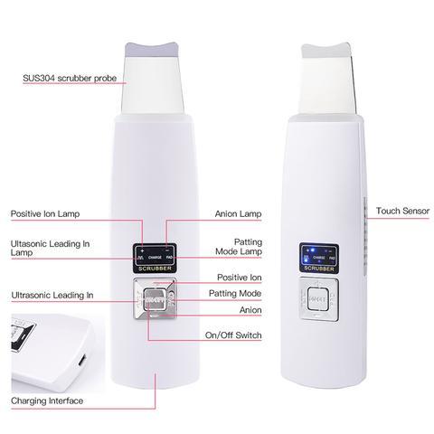 Ultrasonic Skin Scrubber Face Cleanser Blackhead Acne Removal Facial Spa Vibration Massager Ultrasound Peeling Clean Machine 394 - iztia