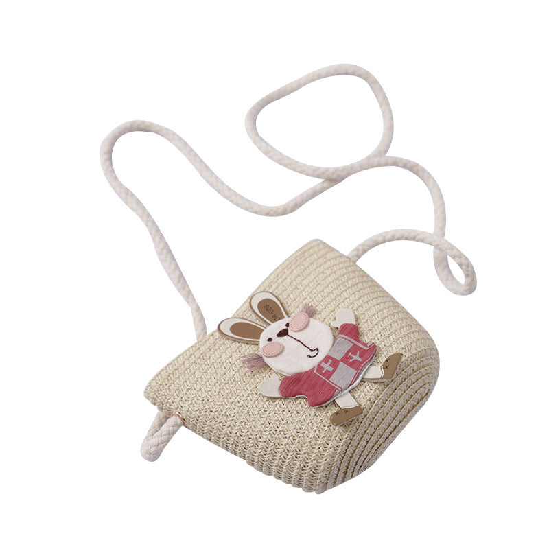 Cute Rabbit Decoration Bag Two-Piece Straw Hat - iztia