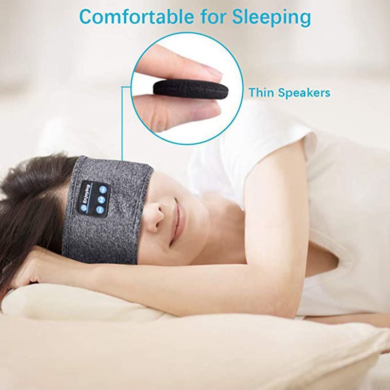 Wireless Bluetooth Sleeping Headphones Headband Thin Soft Elastic Comfortable Music Ear Phones Eye Mask For Side Sleeper Sports - iztia