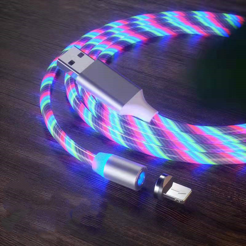 Magnetic Charging Cable Streamer Fast Charging Cable Lighting Micro USB Cable LED Magnet Charger Type-C Cable - iztia