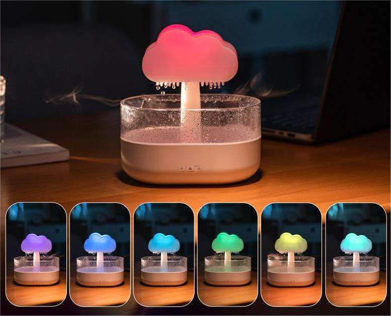 200ML Rain Cloud Humidifier Water Drip Rain Cloud Diffuser With Essential Oils Aroma Diffuser - iztia