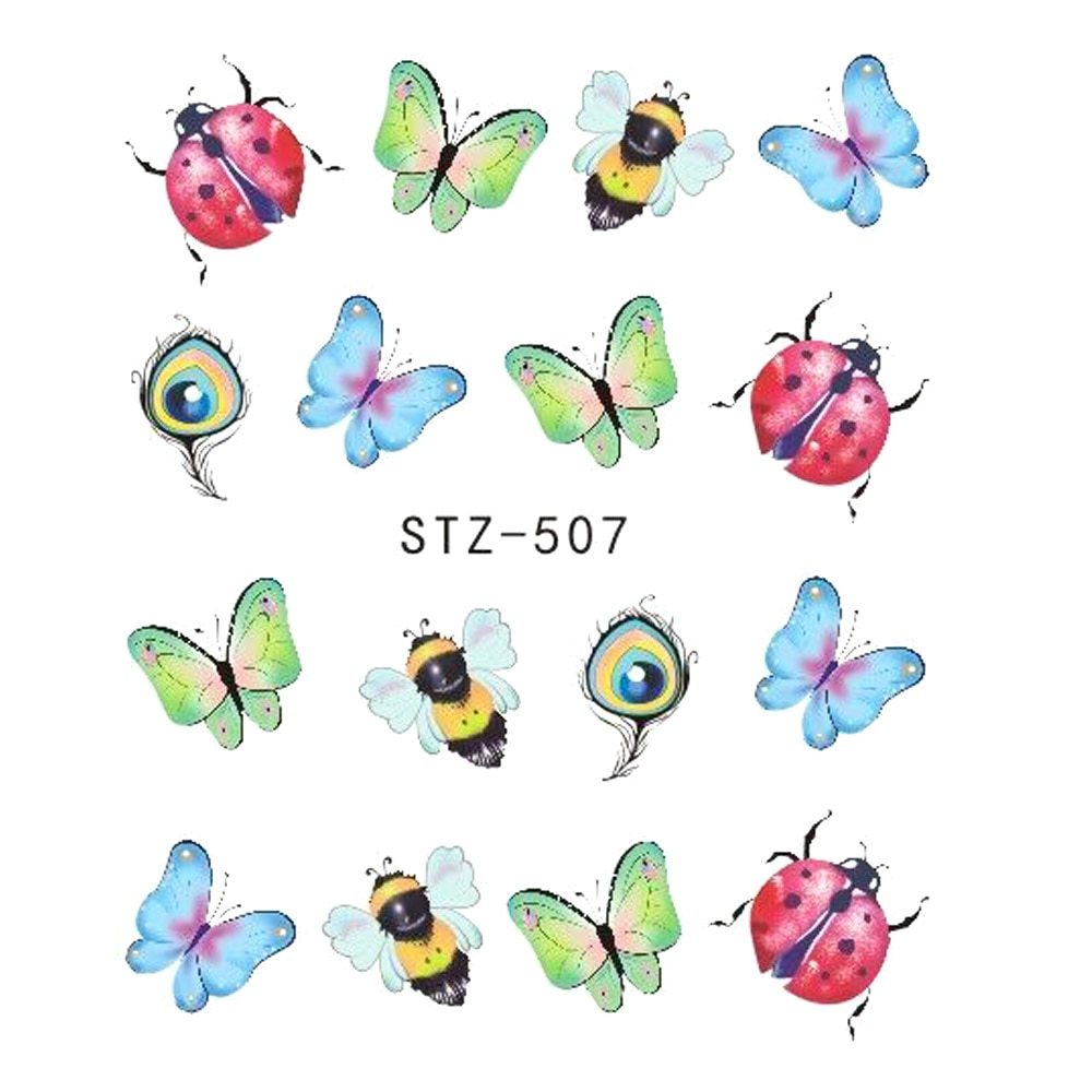 1pcs Nail Sticker Butterfly Flower Water Transfer Decal Sliders for Nail Art Decoration Tattoo Manicure Wraps Tools Tip JISTZ508 - iztia