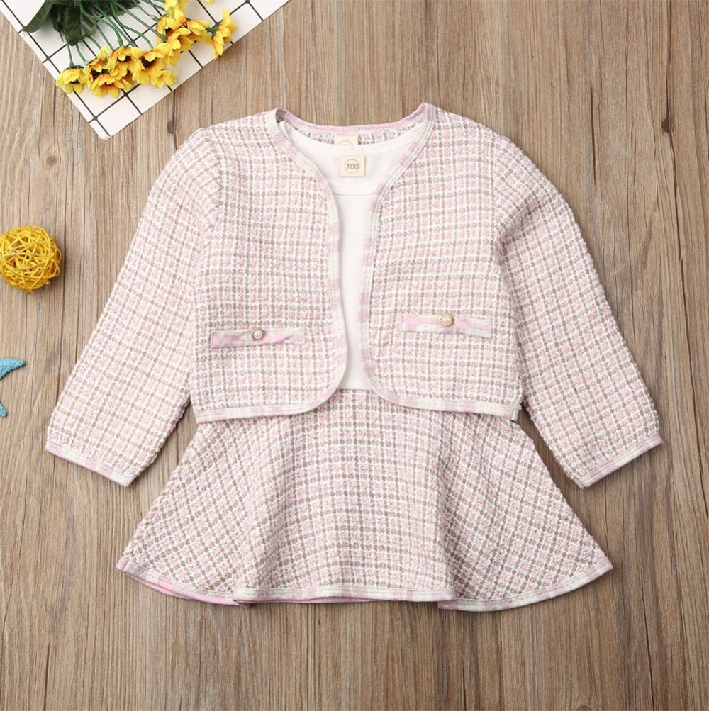 Long-sleeved Dresses Two-piece Children's Baby Small Incense Wind Suit - iztia