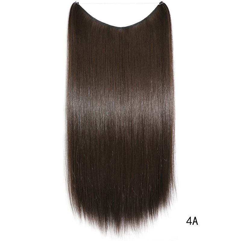 22 inches Invisible Wire No Clips in Hair Extensions Secret Fish Line Hairpieces Silky Straight Synthetic - iztia