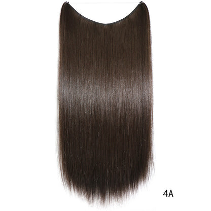 22 inches Invisible Wire No Clips in Hair Extensions Secret Fish Line Hairpieces Silky Straight Synthetic - iztia