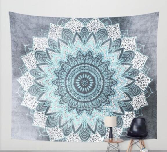 Indian Mandala Tapestry Green Blue Flower Beautiful Wall Art Tapestry 210x150cm Bedspread Beach Towel Yoga Blanket Table Cloth - iztia