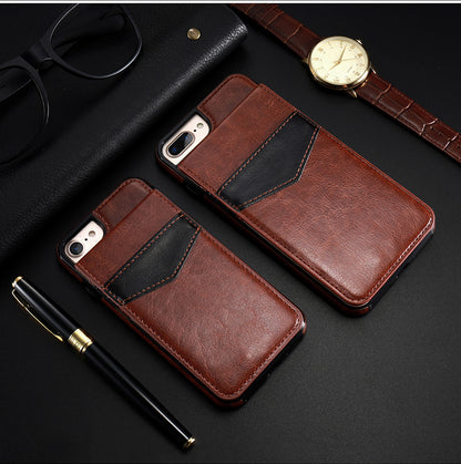 Compatible With Apple, Retro Leather Wallet Case For 8 7 6S 6 Plus Card Slot Holder Phone Cases - iztia