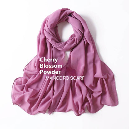 Pure Color Pearl Chiffon Scarf Headcloth Veil Chiffon Scarf - iztia