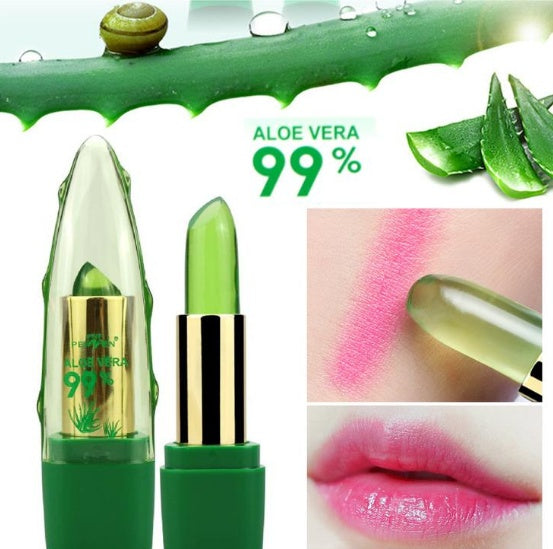 Aloe Vera Gel Color Changing Lipstick Gloss  Moisturizer Anti-drying Desalination Fine-grain Lip Blam Care - iztia