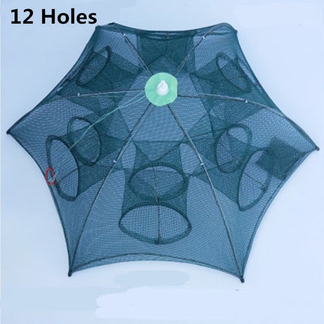 Strengthened 4-20 Holes Automatic Fishing Net Shrimp Cage Nylon Foldable Fish Trap Cast Net Cast Fold Crab Trap Fishing Network - iztia