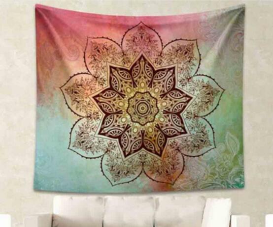 Indian Mandala Tapestry Green Blue Flower Beautiful Wall Art Tapestry 210x150cm Bedspread Beach Towel Yoga Blanket Table Cloth - iztia