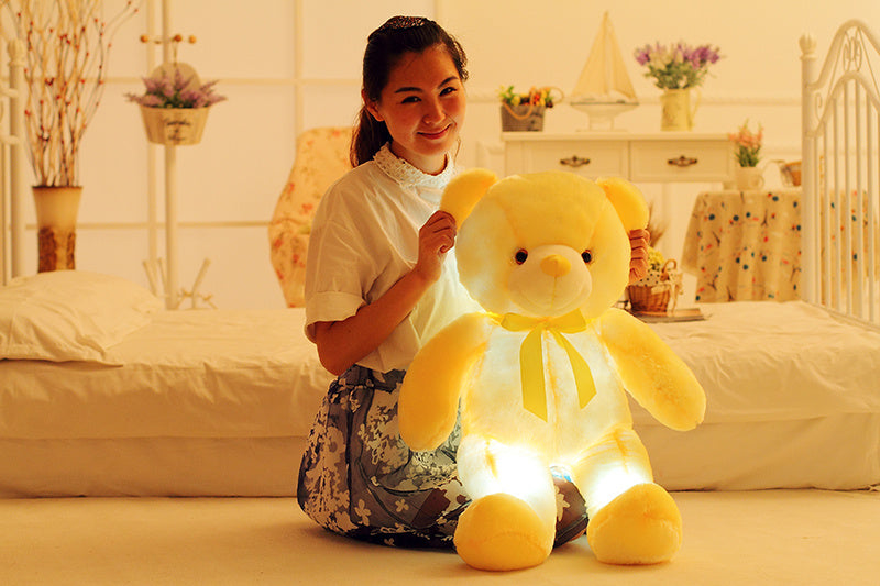 Creative Light Up LED Teddy Bear Stuffed Animals Plush Toy Colorful Glowing Christmas Gift For Kids Pillow - iztia