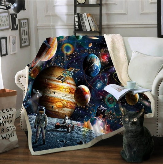 BeddingOutlet Sloth Blankets For Bed Cartoon Animal Plush Blanket Planet Star Bedding Universe Outer Space Sherpa Fleece Blanket - iztia