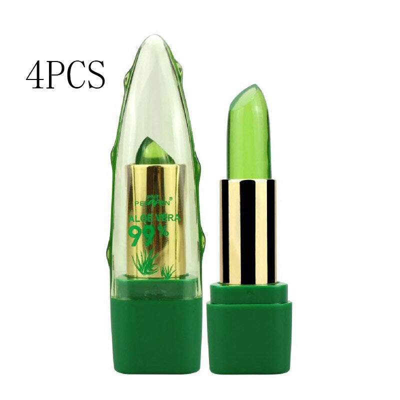 Aloe Vera Gel Color Changing Lipstick Gloss  Moisturizer Anti-drying Desalination Fine-grain Lip Blam Care - iztia