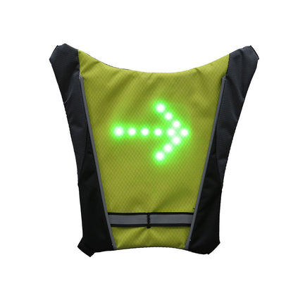 USB Rechargeable Reflective Vest Backpack with LED Turn Signal Light Remote Control Outdoor Sport Safety Bag Gear for Cycling - iztia