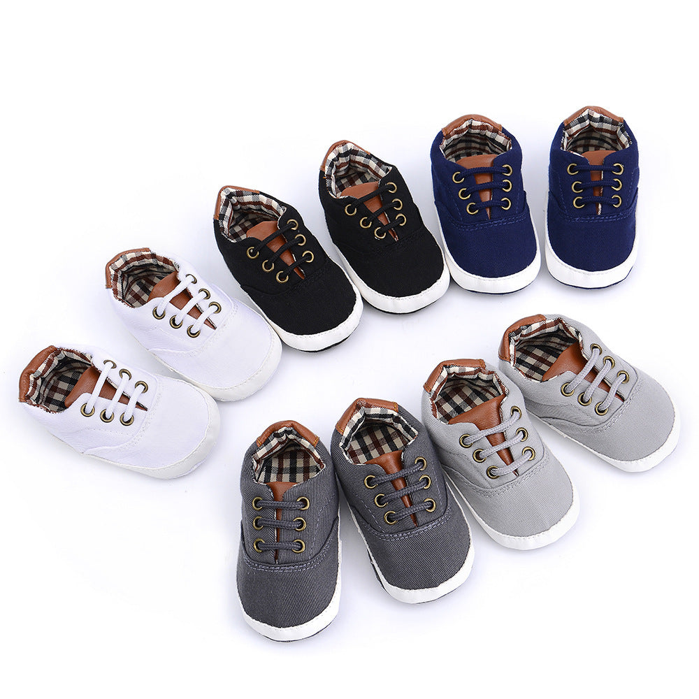 Solid color casual lace soft bottom baby canvas shoes baby shoes toddler shoes - iztia