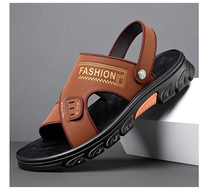 Men's Summer Soft Bottom Beach Cowhide Sandals - iztia