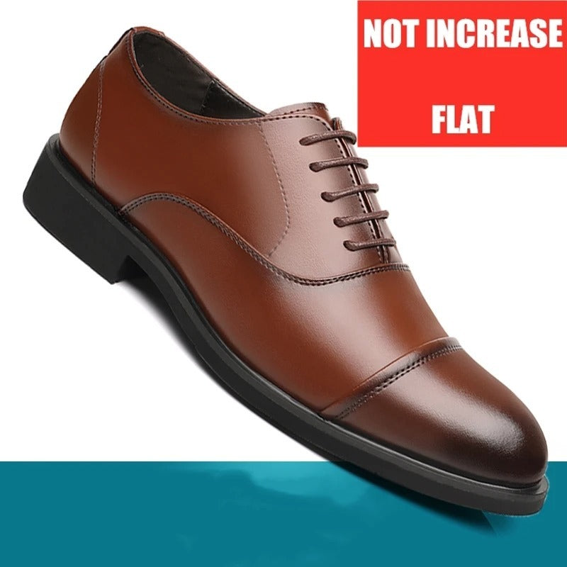 Leather Shoes Men's Height Increasing Insole Pointed Toe Wedding Shoes - iztia