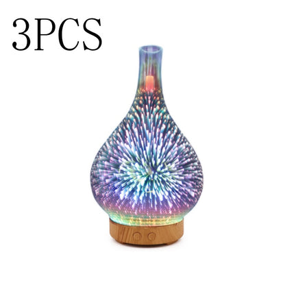 3D Glass Aroma Diffuser Colorful Lamp Humidifier Night Light - iztia