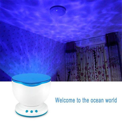 Ocean Wave Projector LED Night Light Remote Control TF Cards Music Player Speaker Aurora Projection - iztia