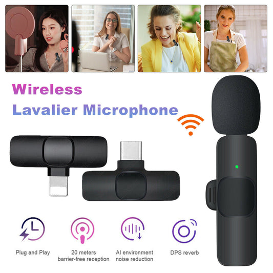 Lavalier Mini Microphone Wireless Audio Video Recording With Phone Charging  Wireless Lavalier Microphone Broadcast Lapel Microphones Set Short Video Recording Chargeable Handheld Microphone  - iztia