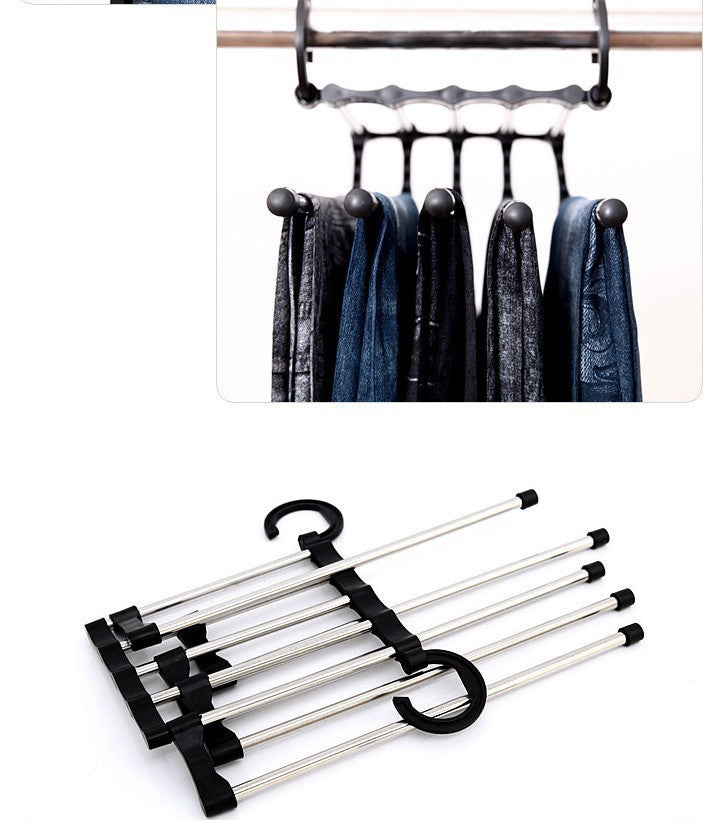 5 In 1 Wardrobe Hanger Multi-functional Clothes Hangers Pants Stainless Steel Magic Wardrobe Clothing Hangers For Clothes Rack - iztia