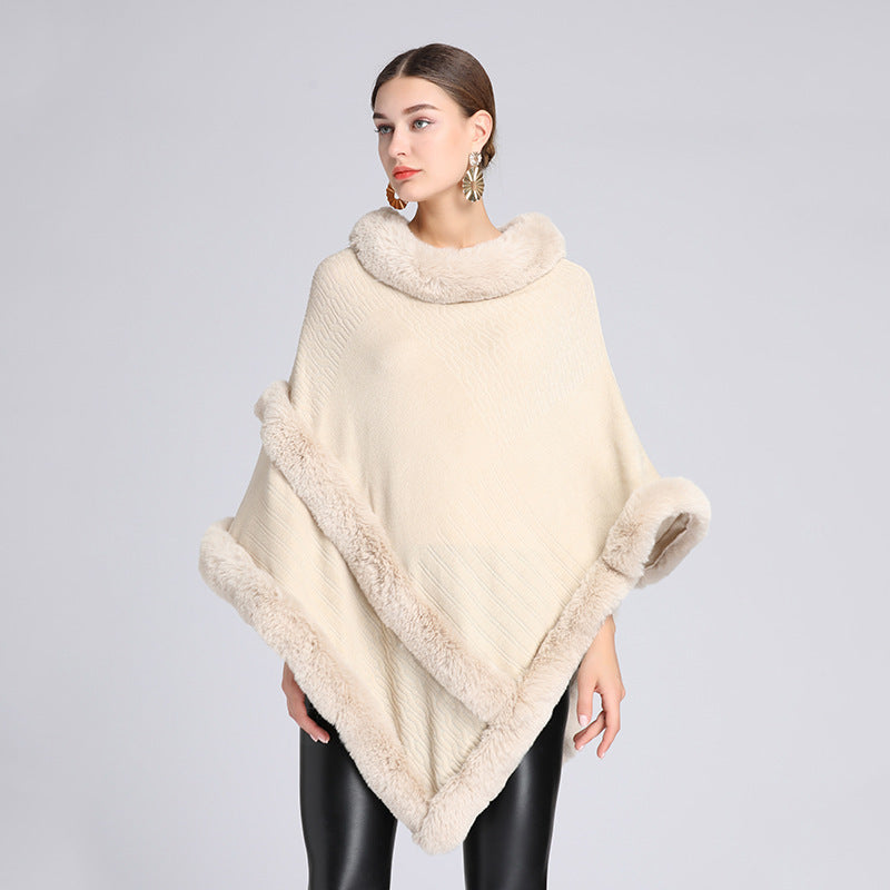 Imitation Rex Rabbit Fur Collar Cape And Shawl - iztia