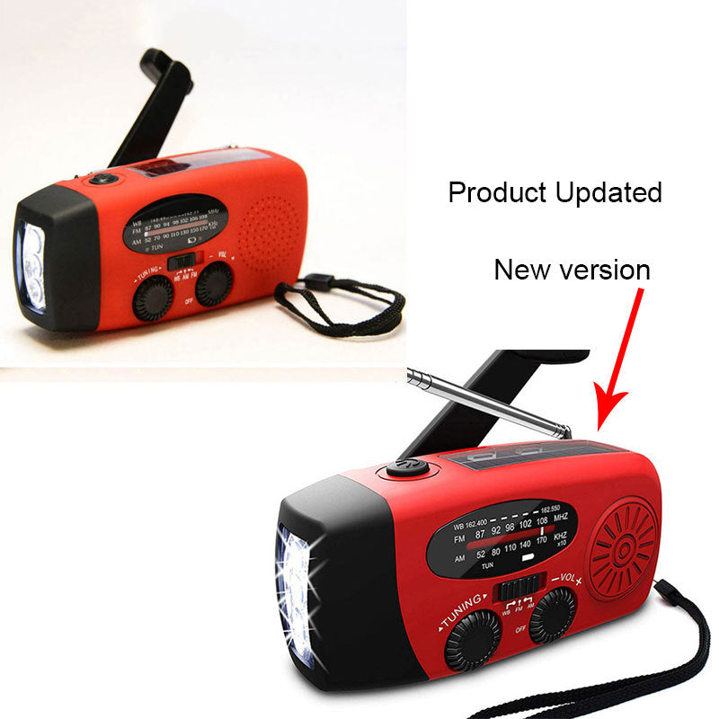 Solar hand crank USB charging radio flashlight - iztia