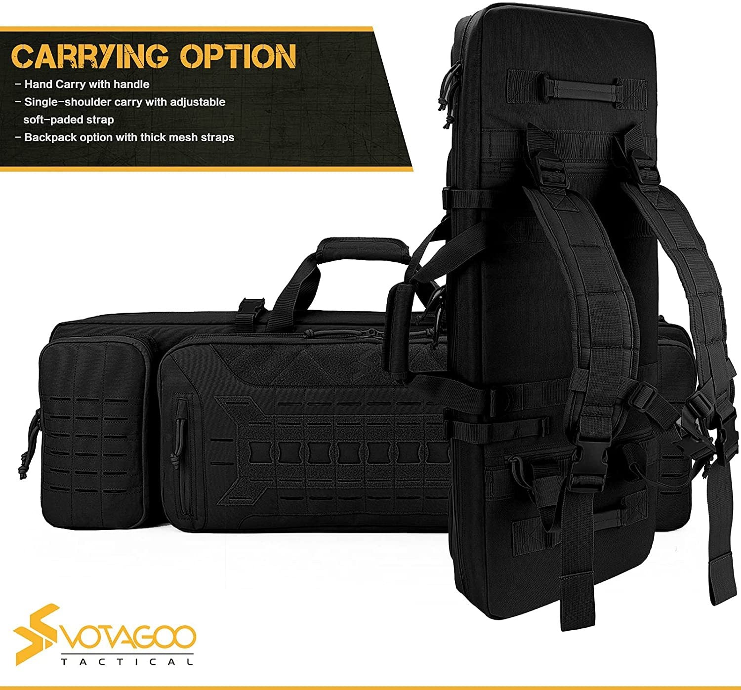 VOTAGOO Double Rifle Case Gun Bag, Safely Long-Barrel Firearm Transportation Cases  Locks, All-Weather Soft Tactical Range Bag Ackpack For Shotgun Spacious Heavy Duty - iztia